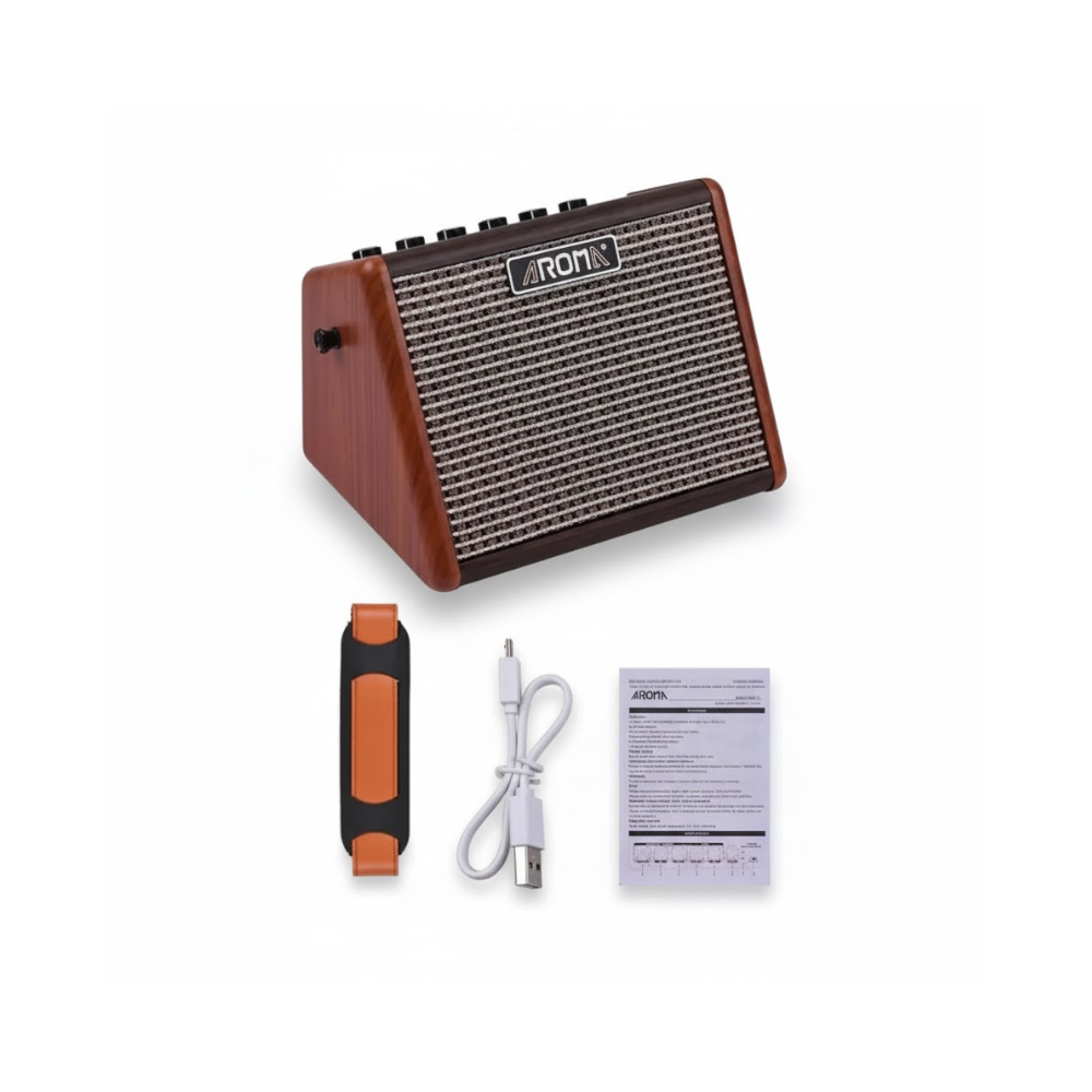 Aroma AG-15A 15W Portable Acoustic Guitar Rechargeable Amplifier USB Chargeable