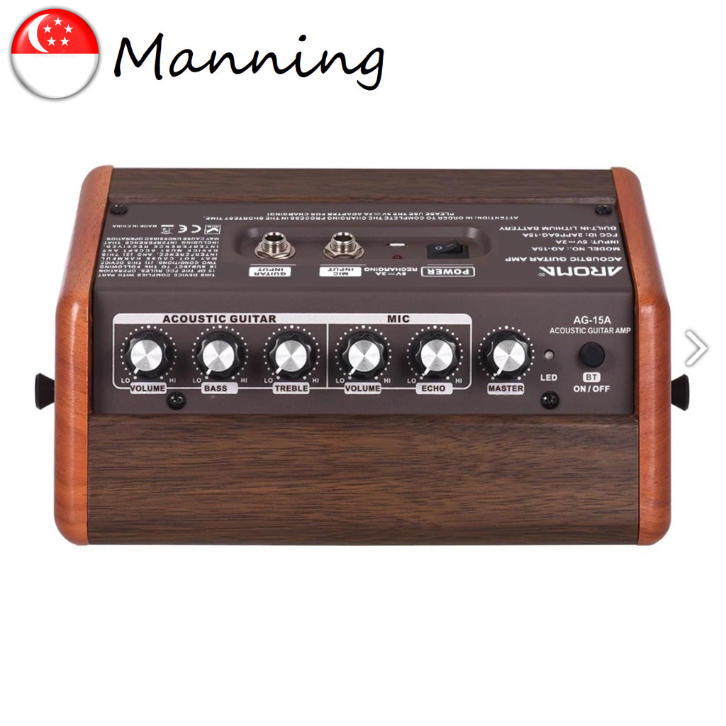 Aroma AG-15A 15W Portable Acoustic Guitar Rechargeable Amplifier USB Chargeable