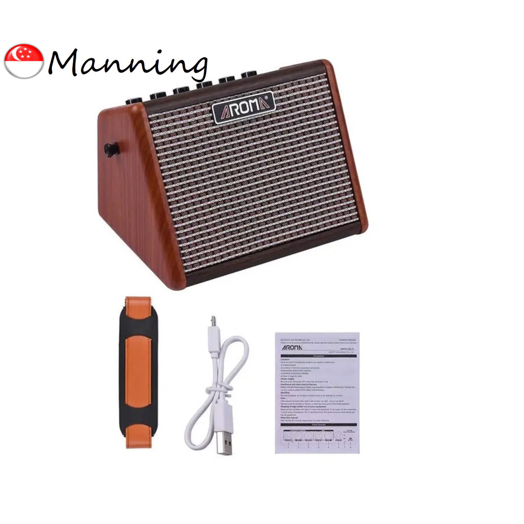 Aroma AG-15A 15W Portable Acoustic Guitar Rechargeable Amplifier USB Chargeable