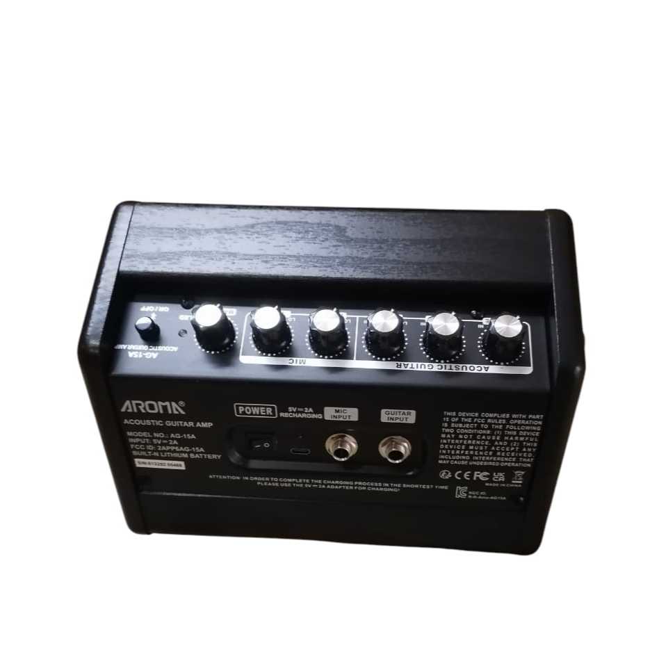 Aroma AG-15A 15W Portable Acoustic Guitar Rechargeable Amplifier USB Chargeable
