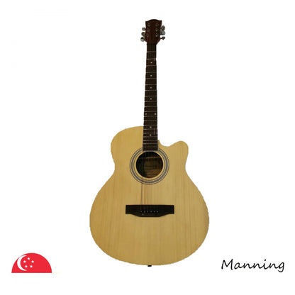 Manning JG52A Semi-Acoustic Guitar Spruce Top Exotic Walnut Body with Padded Bag