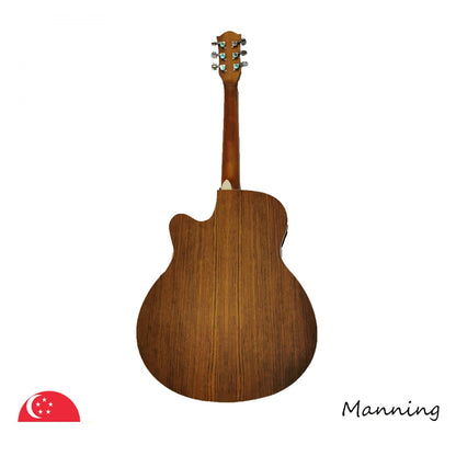 Manning JG52A Semi-Acoustic Guitar Spruce Top Exotic Walnut Body with Padded Bag