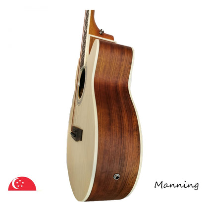 Manning JG52A Semi-Acoustic Guitar Spruce Top Exotic Walnut Body with Padded Bag