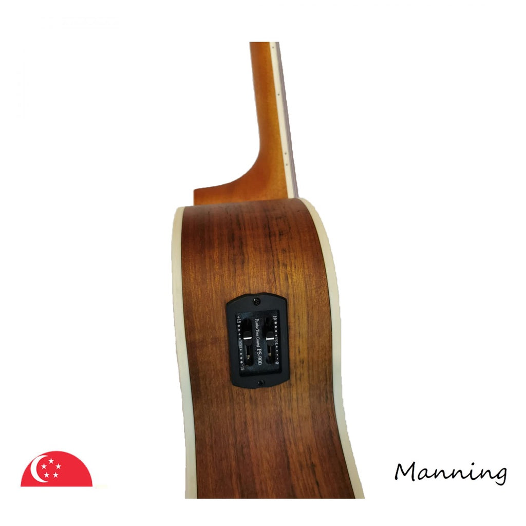 Manning JG52A Semi-Acoustic Guitar Spruce Top Exotic Walnut Body with Padded Bag