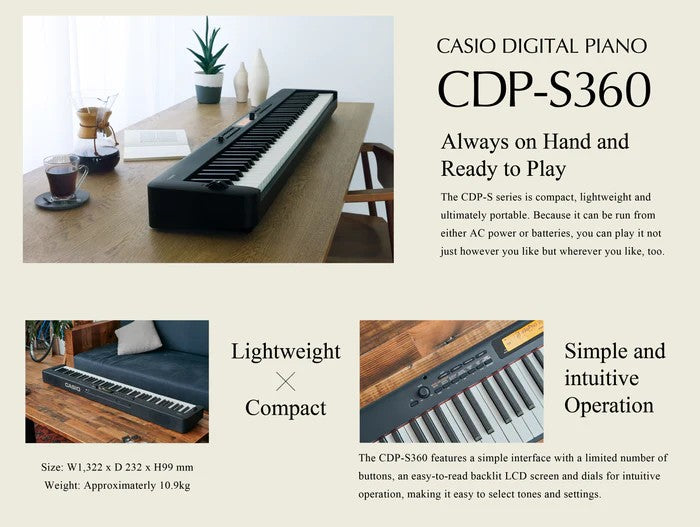 Casio CDP-S360 / S160 / S110 Digital Piano 88-Key Scaled Hammer Action II | Authentic Casio SG Warranty [Ready Stock]