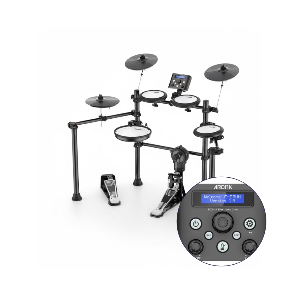Aroma TDX-21 (8 Piece) Electronic Drum Kit with Mesh Skins (feat. 8" Dual-zone Snare & Kick Pad)