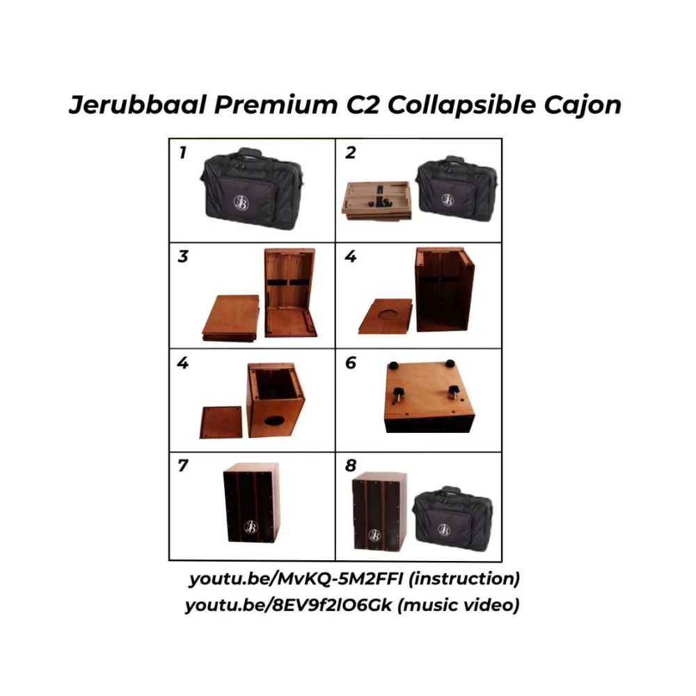 Jerubbaal C2 Premium Collapsible Stowable Full-Size Cajon (Comes with Customised Slim Padded Bag)